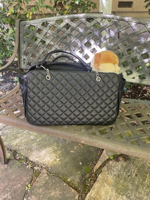 Luxury vegan leather quilted pet carrier bag