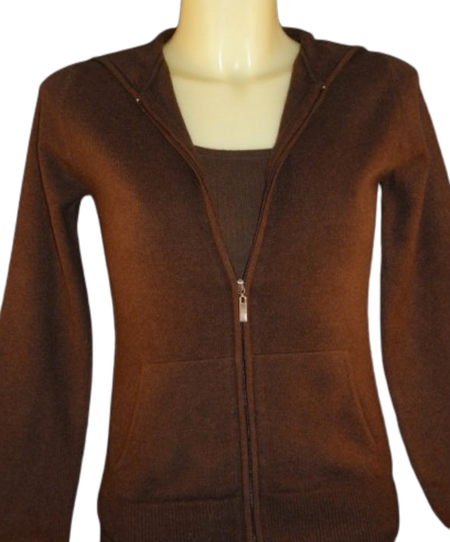 Cashmere zip up Hoody in Chocolate Brown