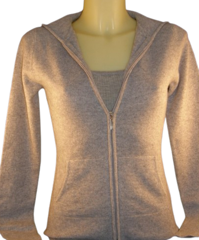 Cashmere zip up Hoody in Heather Grey