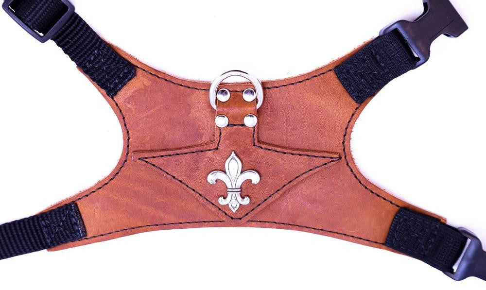 Monterey:  Tan on Tan Leather -  Silver Fleur de Lys Concho