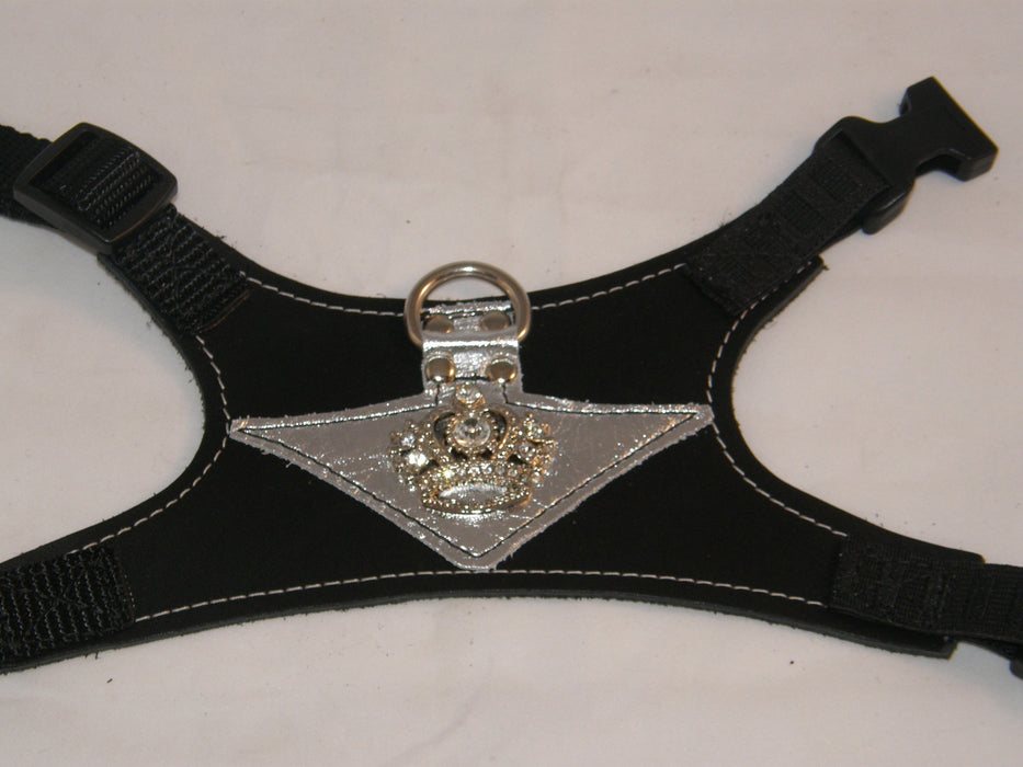 Beverly Hills:  Silver on Black Leather - Princess Crystal Crown